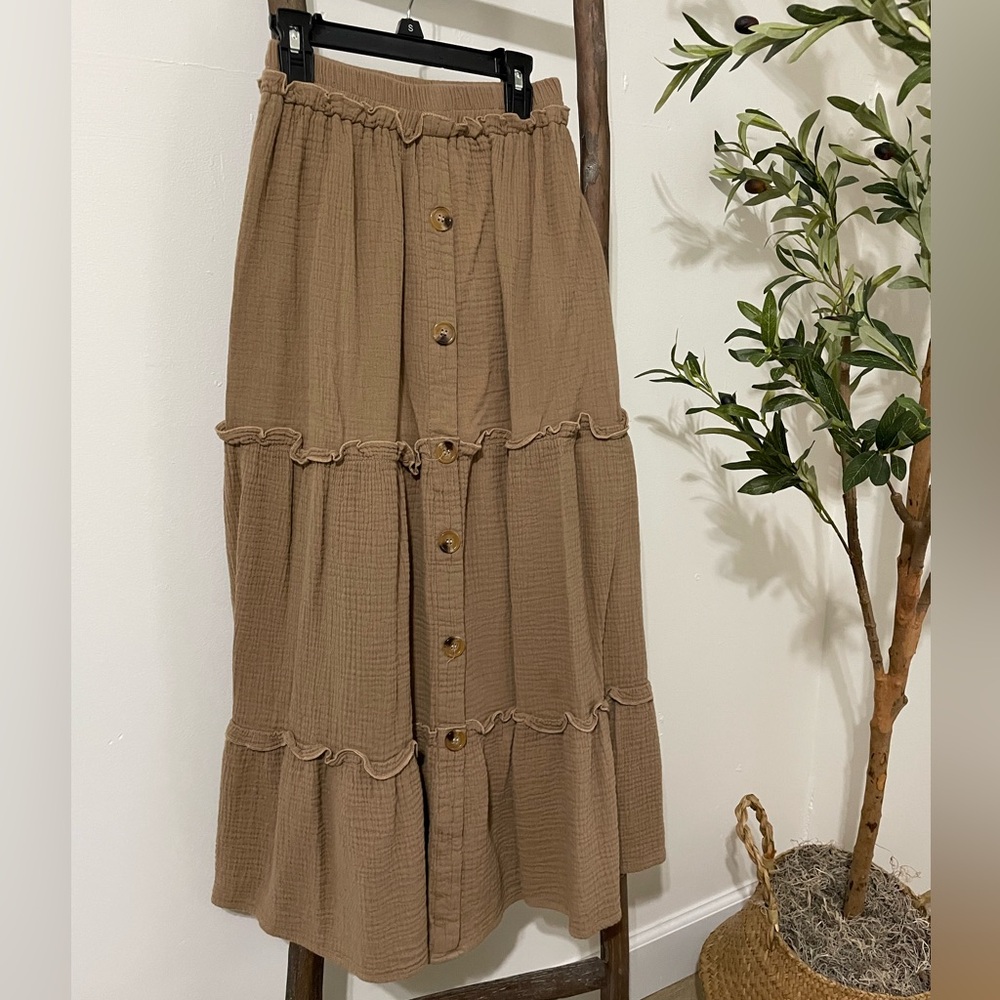 Tiered Button-Down Skirt